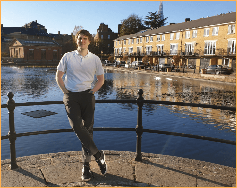 Man standing in London wearing a Polo shirt