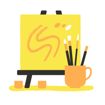 Painting in Changing Attire's colours of orange and yellow