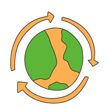 Globe with arrows in recycling logo